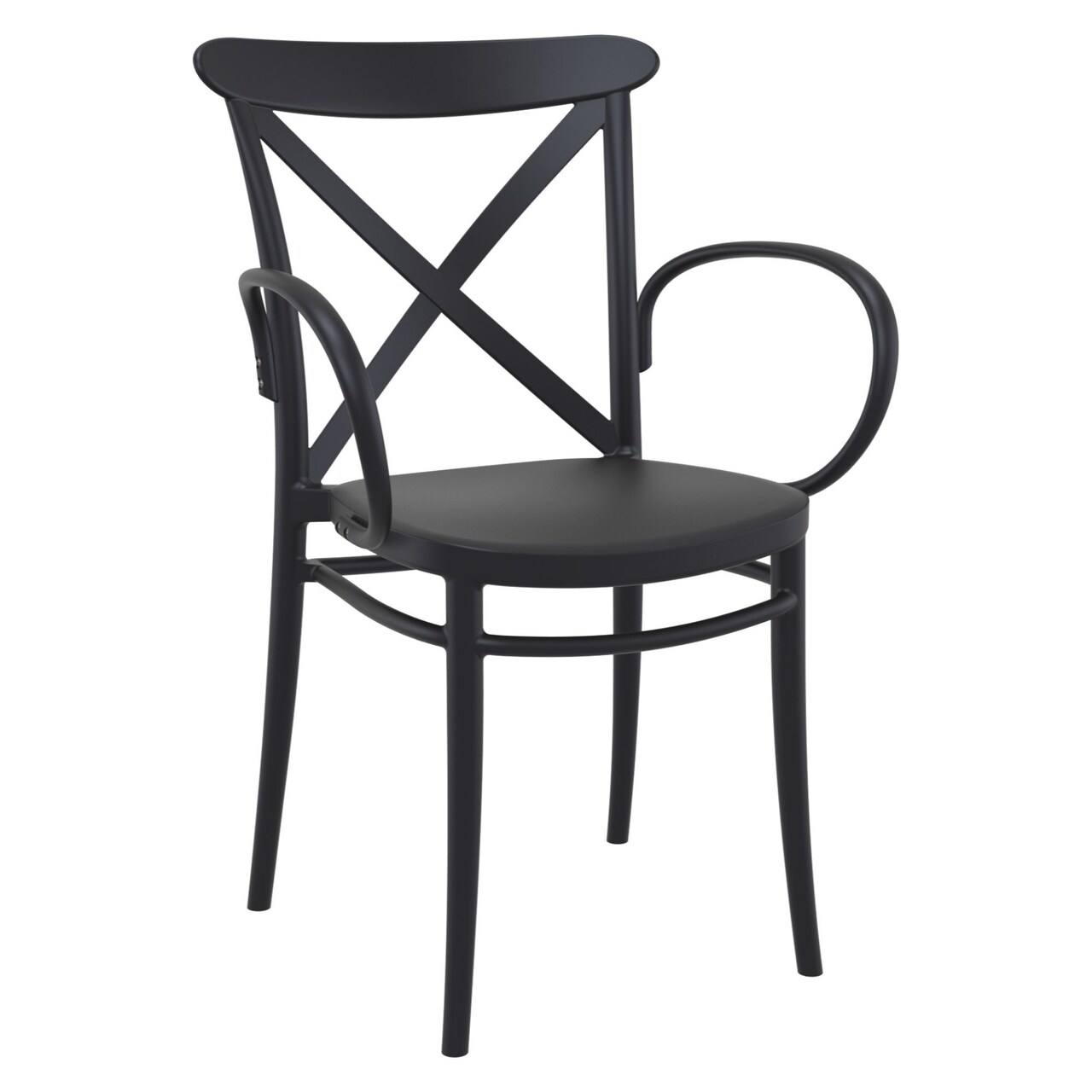 Luxury Commercial Living 34.25&#x22; Black Cross Stackable Patio XL Dining Armchair